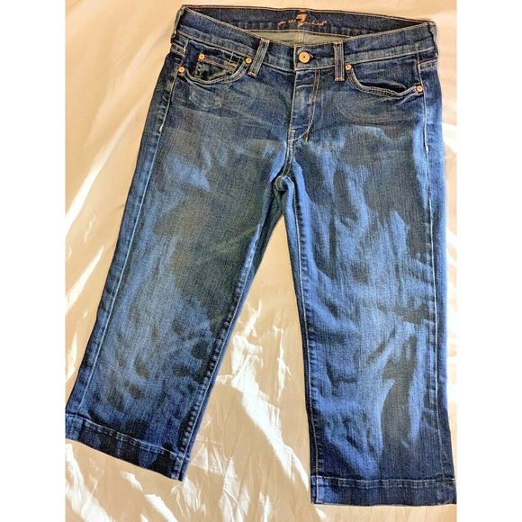 Seven 7 For All Mankind Denim Jeans Women's Size 29” Waist Cropped, Preowned - Picture 10 of 12